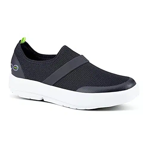 OOFOS OOmg Low Shoe, White & Black   Womenâs   Lightweight Recovery Footwear   Reduces Stress on Feet, Joints & Back   Machine Washable