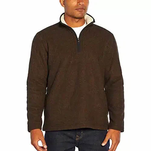 Orvis Men's Zip Fleece Lined Pullover (Medium, Brown)