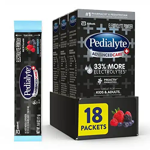 Pedialyte AdvancedCare Plus Electrolyte Powder, with % More Electrolytes and PreActiv Prebiotics, Berry Frost, Drink Powder Packets, oz, Count