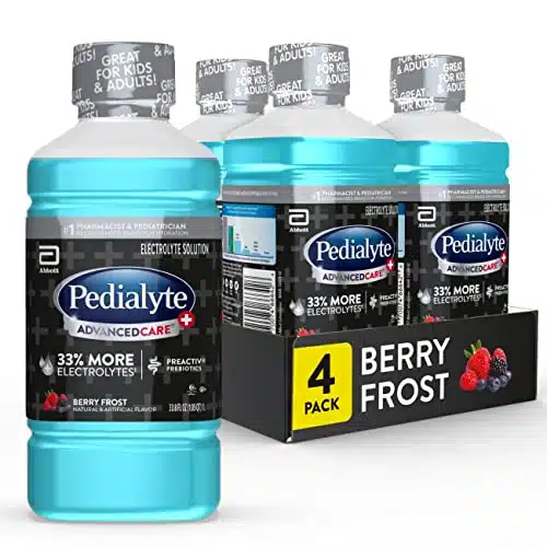 Pedialyte Advancedcare Plus Electrolyte Drink, Liter, Count, with % More electrolytes & Has Preactiv Prebiotics, Berry Frost, Fl Oz (Pack of )