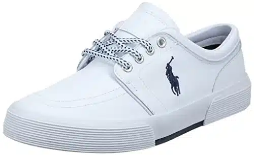 Polo Ralph Lauren Men's Faxon Low Sport Leather Fashion Sneaker, White, D US