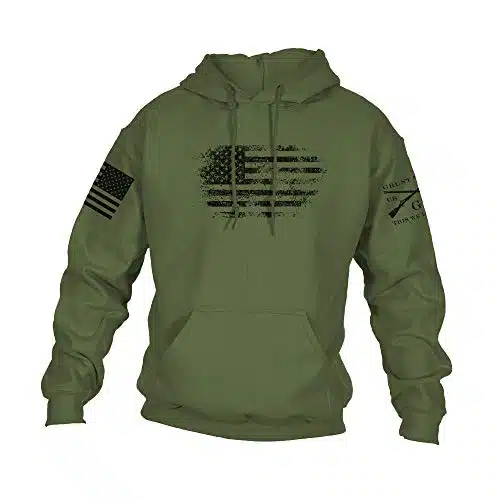 Grunt Style Vintage American Hoodie (Military Green, X Large)