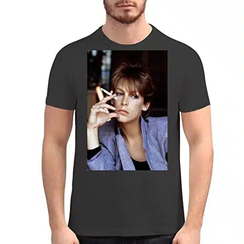 Jamie Lee Curtis   Men's Soft Graphic T Shirt PDI #PIDP, Black, Large