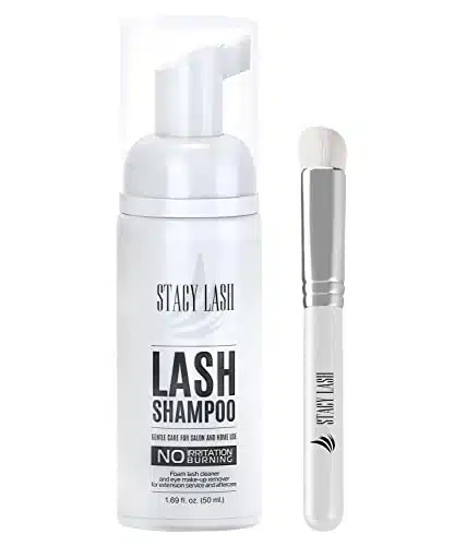 STACY LASH Eyelash Extension Shampoo Brush  fl.oz  ml  Eyelid Foaming CleanserWash for Extensions & Natural LashesSafe Makeup RemoverSupplies for Professional & Home Use