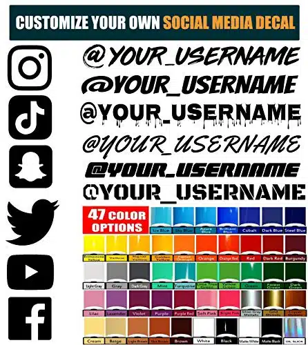 VulgrCo Custom Social Media Decal Stickers Customized Name Username Logo Brand Vinyl