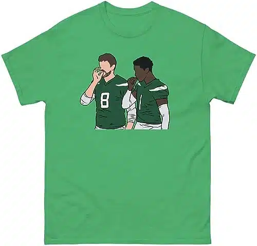 Aaron Rodgers and Sauce Gardner Handshake New York T Shirt (Medium, Natural)