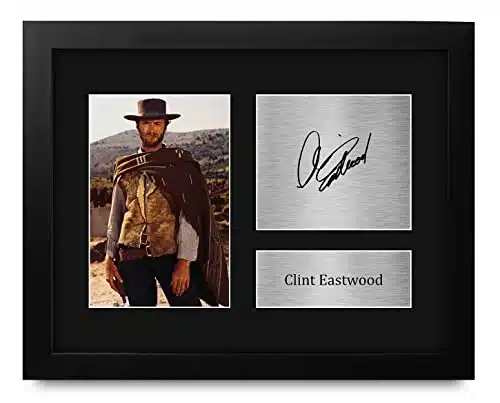 HWC Trading Clint Eastwood Gifts USL Framed Printed Signed Autograph Picture for Movie Memorabilia Fans   US Letter Size