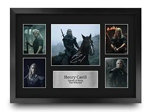 HWC Trading Henry Cavill The Witcher x inch (A) Printed Gifts Signed Autograph Presentation Photo Montage Display for TV Show Fans   x Framed