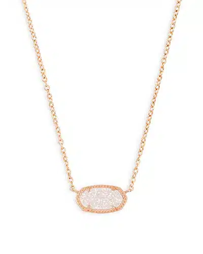 Kendra Scott Elisa Pendant Necklace for Women, Fashion Jewelry, k Rose Gold Plated, Iridescent Drusy