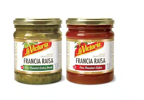 LA VICTORIA Fire Roasted Salsa & Fire Roasted Salsa Verde, Salsas Crafted by Francia Raisa, oz, Count