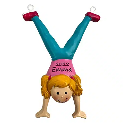 Personalized Tumbling Girl Blonde Christmas Ornament