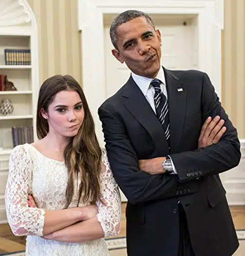 President Barack Obama Jokingly Mimics U.S. Olympic Gymnast McKayla Maroney's Not Impressed Look Poster Art Photo x