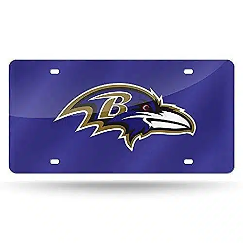 Rico Industries NFL Baltimore Ravens Laser Inlaid Metal License Plate Tag , x inches