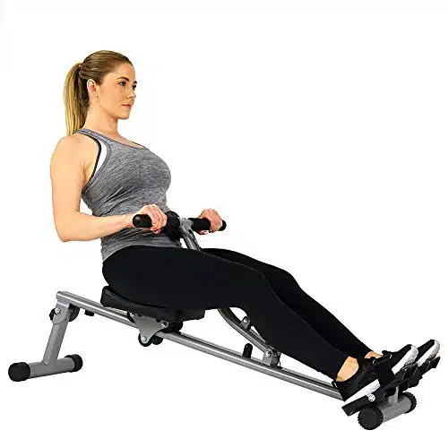 Sunny Health & Fitness SF R Rowing Machine Rower with Level Adjustable Resistance, Digital Monitor and LB Max Weight, Standard, Greyblack