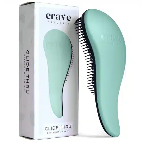 Crave Naturals Glide Thru Detangling Brush for Adults & Kids Hair   Detangler Brush for Natural, Curly, Straight, Wet or Dry Hair   Hairbrush for Men & Women, Little Girl Hair