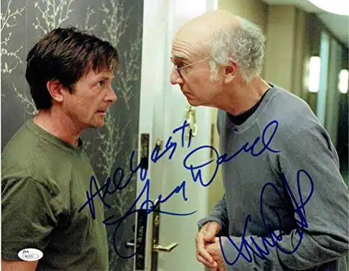 Curb Your Enthusiasm Cast Michael J Fox and Larry David Signed xPhoto Certified Authentic JSA COA