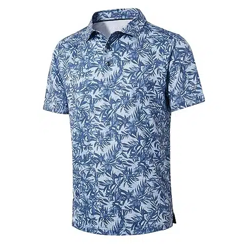 Golf Shirts for Men Dry Fit Short Sleeve Print Performance Moisture Wicking Polo Shirt