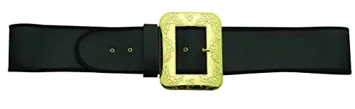 Halco Santa Belt with Decorative Cast Buckle Size XL Black ide Naugahyde Gilt Buckle Prong Eyelets Deluxe Quality