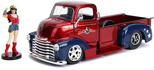 JADA DC Comics Bombshells Chevy COE Pickup Die cast Car with onder Woman Figure, Toys for Kids and Adults