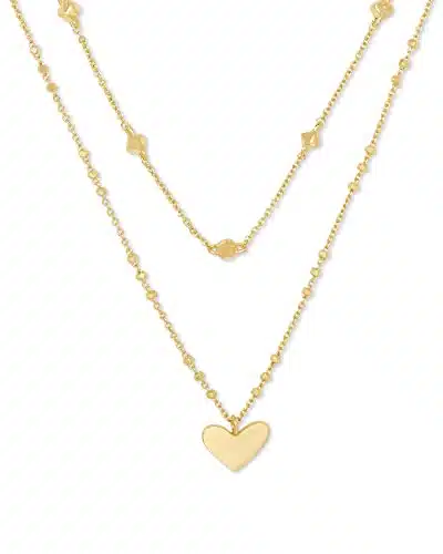 Kendra Scott Ari Heart Multistrand Necklace in k Gold Plated Brass, Fashion Jewelry for Women