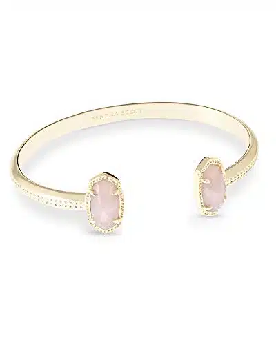 Kendra Scott Elton Cuff Bracelet for Women, Fashion Jewelry, k Gold Plated, Rose Quartz