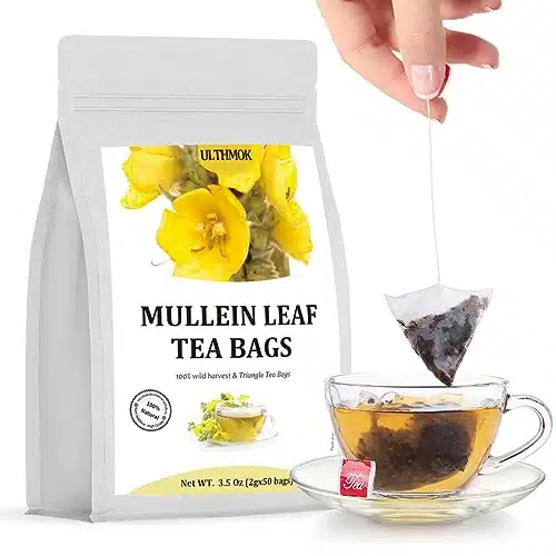 Premium ullein Leaf Tea Bags. Made with % Pure Mullein Leaves, for Lungs Cleanse and Respiratory Support, No Flavoring & No Additives & Caffeine Free.