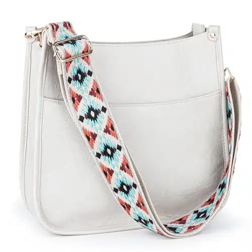 Viva Terry Vegan Leather Crossbody Fashion Shoulder Bag Purse with Adjustable Strap (White