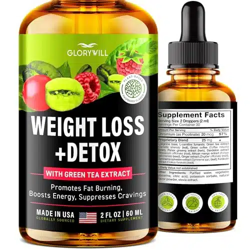 Weight Loss Drops Natural Detox Made in USA   Diet Drops for Fat Loss   Effective Appetite Suppressant & Metabolism Booster   Fl Oz