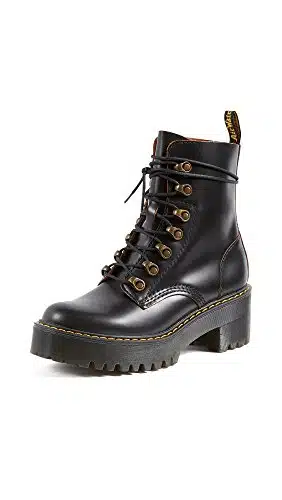 Dr. Martens Shoes Leona Boot, Black Vintage Smooth, , Women's