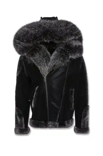 Jordan Craig El Jefe Shearling Moto Jacket_Super Warm Detachable Hood With Zipper Faux Fur Moto Silhouete Cross Zipper (US, Alpha, X Large, Regular, Regular, Black)