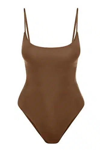 Narecte Sexy One Piece Bathing Suit for Women Tummy Control High Cut One Piece Swimsuit Womens Khaki XXL