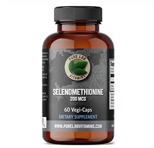 Selenium mcg Supplement   Selenomethionine   v caps by Pure Lab Vitamins   Gluten Free Made in Canada.