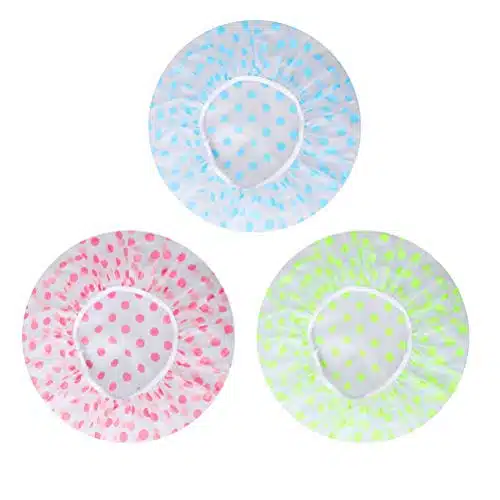 Shower Caps, Pcs Waterproof Bath Caps Plastic Reusable Shower Caps Elastic Band Bath Hair Hat Stocking Stuffers for Women Ladies Spa Salon