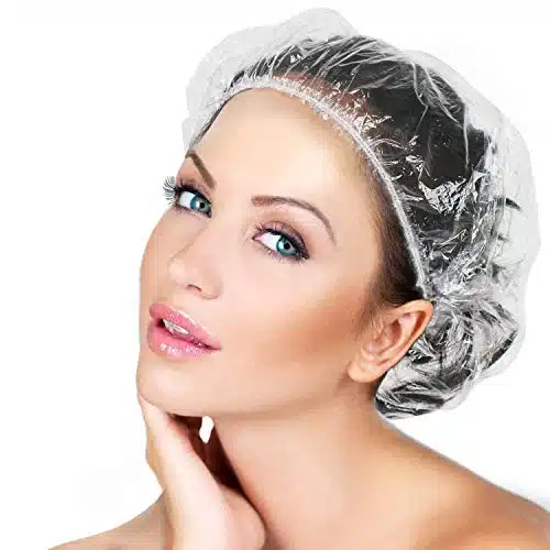 pcs Disposable Shower Caps   Multi Purpose Thickening Elastic Bath Cap Plastic Waterproof Clear Women Spa,Men Hair Caps,Home Use,Hotel and Salon, Portable Travel.(CM)