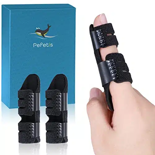 pefetis Trigger Finger Splint, PCS Finger Brace for Index, Middle, Ring Finger, Broken Finger Protector with Aluminum Strip, Adjustable Finger Splint