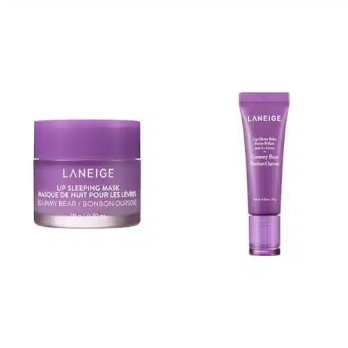 LANEIGE Lip Glowy Balm   Gummy Bear and Lip Sleeping Mask Nourish & Hydrate with Vitamin C, Antioxidants, oz.