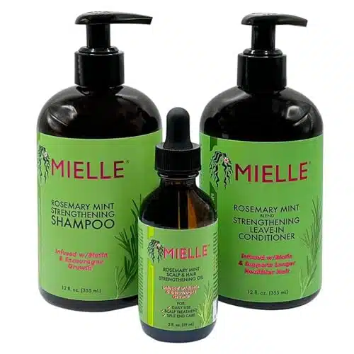 MIELLE Rosemary Mint Organics Infused with Biotin and Encourages Growth Hair Products for Stronger and Healthier Hair and Styling Bundle Set PCS