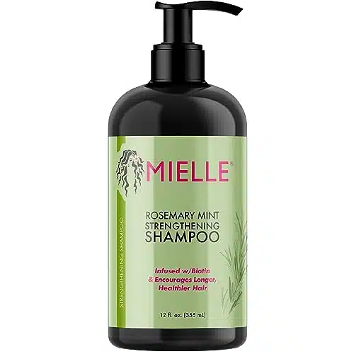 Mielle Organics Rosemary Mint Strengthening Shampoo Infused with Biotin, Cleanses and Helps Strengthen Weak and Brittle Hair, Ounces