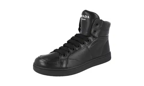 Prada Men's TOZFBlack Leather High Top Sneaker  EU ()